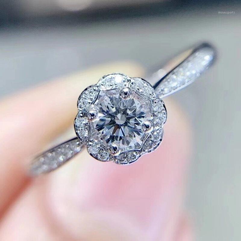 

Wedding Rings Fashion Simple Crystal Flower Ladies Engagement Ring Trendy Ball Gift Jewelry1