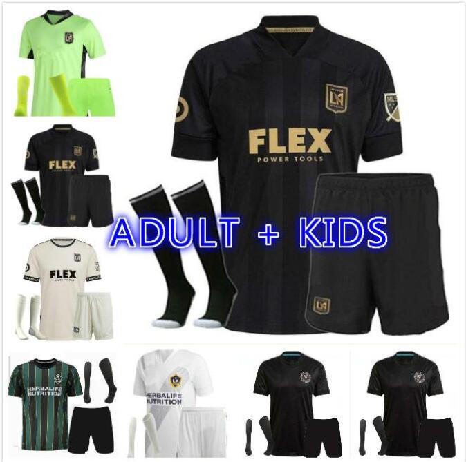 

men+kids kit 20 21 Los Angeles FC Soccer Jerseys CHICHARITO LAFC GALAXY ROSSI VELA 2021 2022 Inter Miami CF BECKHAM PIZARRO football Shirts, Black;yellow
