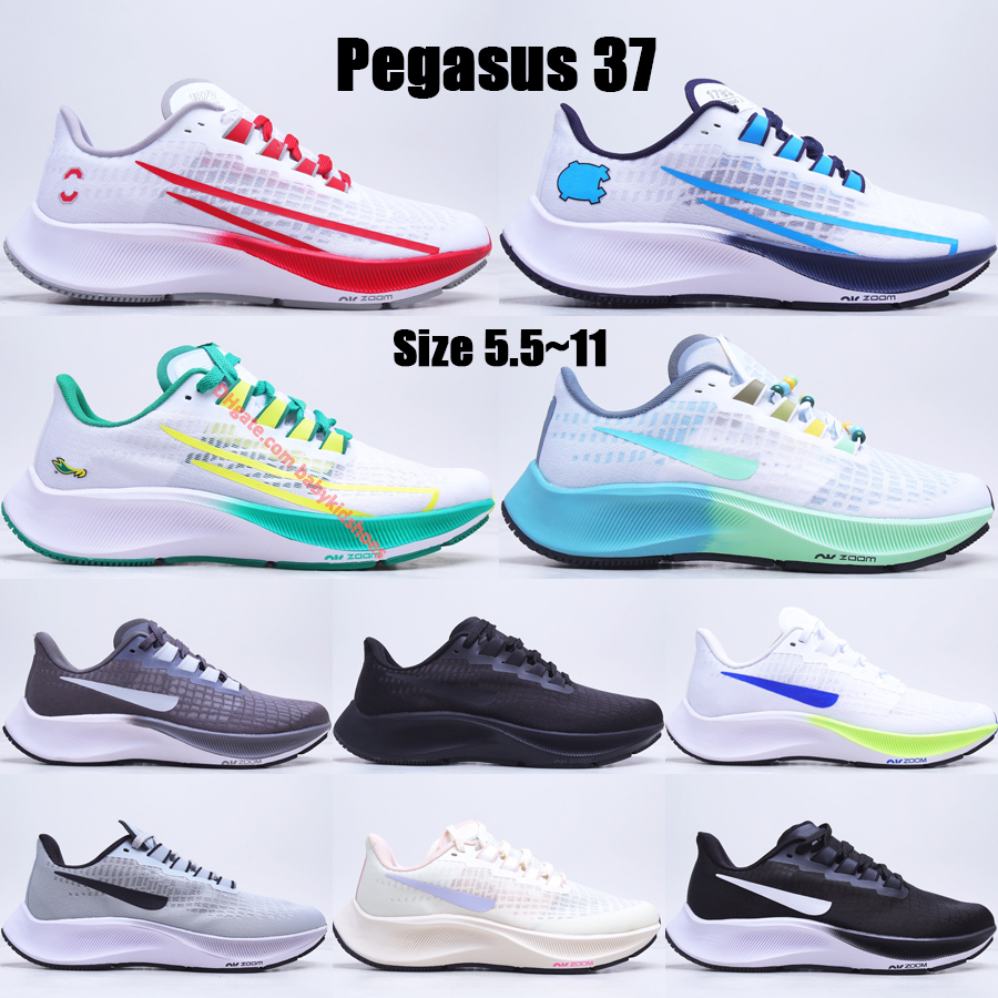 

Pegasus 37 Turbo 2 Running Shoes High Quality UNC Oregon Iron Grey Racer Blue Pale Ivory Pure Platinum Mens Womens Outdoor Jogging Sneakers Size 5.5-11, #05 black smoke grey