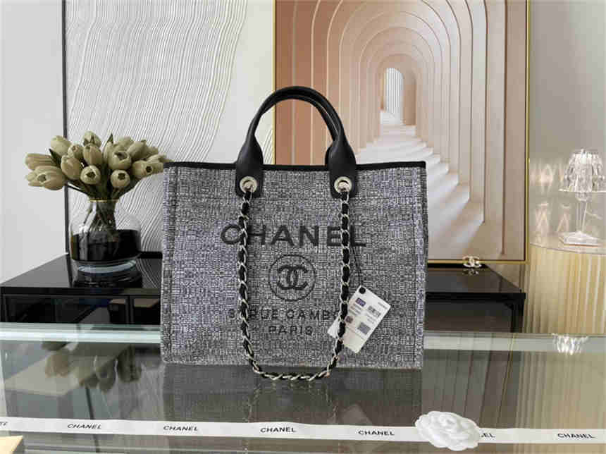 

Chanel women's handbag Rive Gauche handbag shopping bag handbag high quality fashion linen large beach bag luxury designer travel bag, White