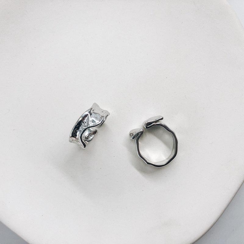Wedding Rings 2021 Korean Silver Plated Bijoux Simple Style Vintage Large Open Geometric Irregular Exaggerated Jewelry-image-704846728