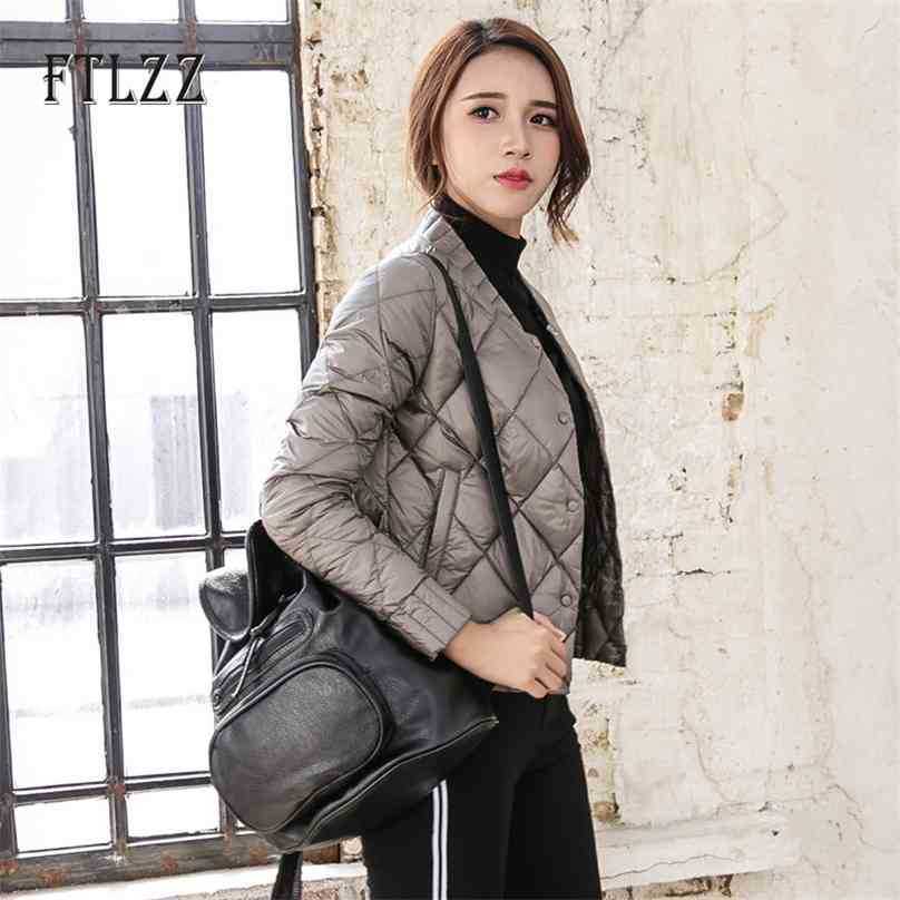 

Women Lattice Ultra Light Down Jacket Autumn Winter Slim Single Breasted Short Coats Ladies Elegant Underwear 210525