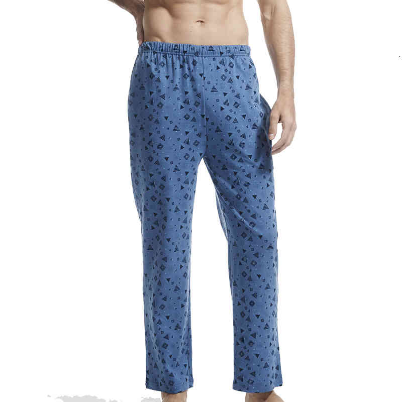 Men&#039;s Sleepwear THREEGUN 100% Cotton Mens Sleep Bottoms Simple Printed Lounge Pants Sheer Pajamas Male Plus Size Sexy Pijama Hombre 6KMO-image-685054120