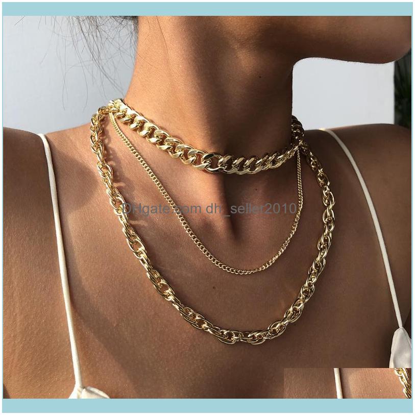 

& Pendants Jewelrypunk Hip Hop Necklace Multi-Layer Statement Necklaces For Women Generous Thick Link Chain Neck Wholesale Jewelry Chains Dr