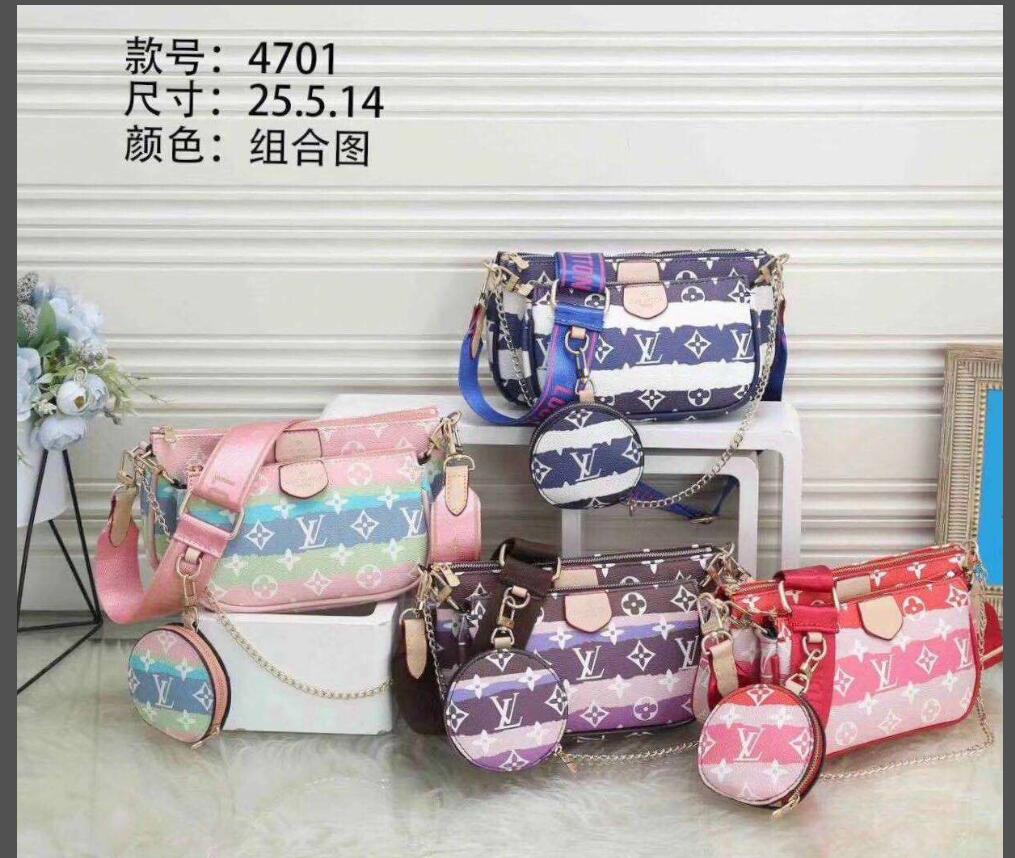 

1-23 LV LOUIS 1 VITTON 3 pieces/set Designer handbag purse women shoulder crossbody bag ladies purses Leather messenger bags, Red;black