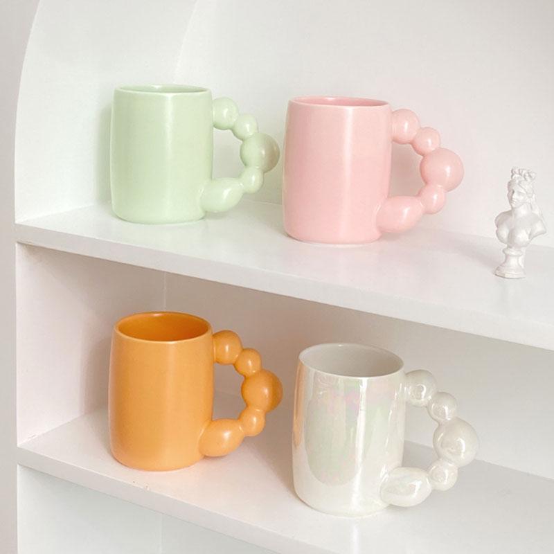 

Mugs 350ml Personalized Coffee Cup Ceramic Milk Mug With Beautiful Ball Handle Kitchen Water Drinkware Wedding Birthday Gift