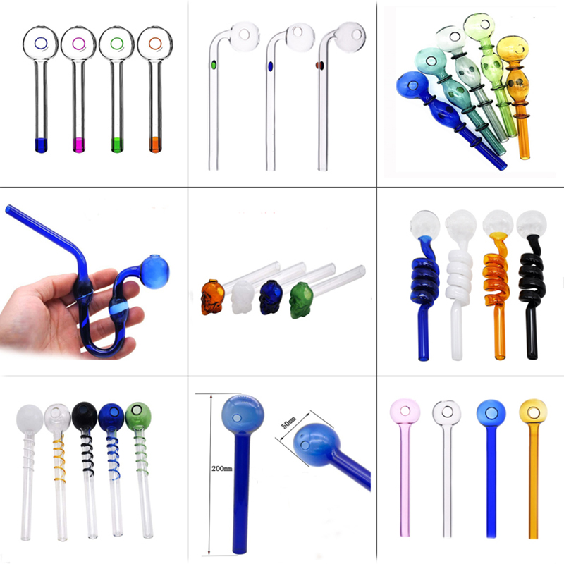 

20 styles Colorful Pyrex Glass Oil Burner Pipe thick tube smoking pipes tobcco herb oil nails Water Hand Pipes Smoking Accessories