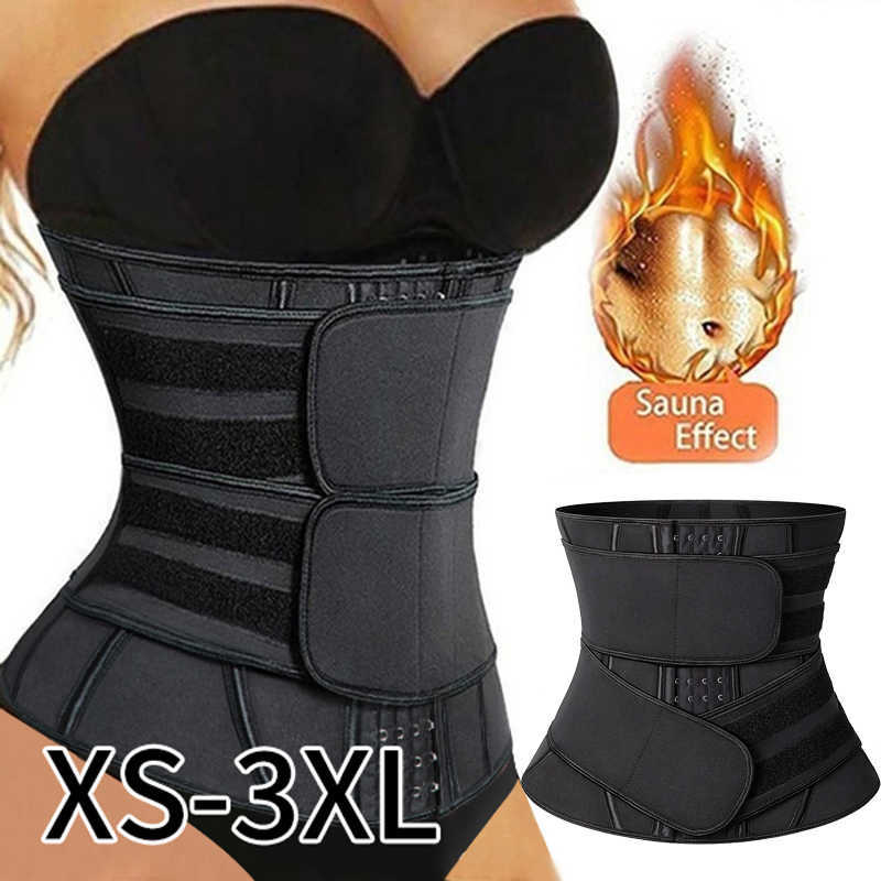 

Neoprene Sweat Trainer Corset Trimmer Belt for Women Weight Loss Workout Waist Cincher Body Shaper Slimming Shapewear, Black-13 steel bones