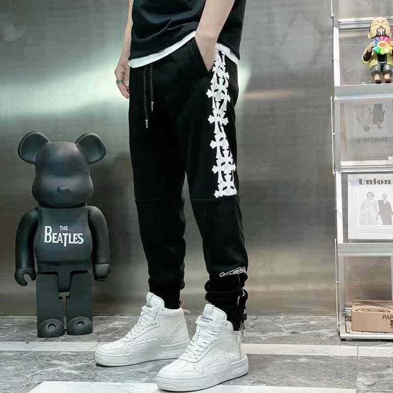 

Hearts ChromeSummer Chrome-hearts 21ss Fashion Brand Ch Kro Sanskrit Casual Pants for Men and Women, Black