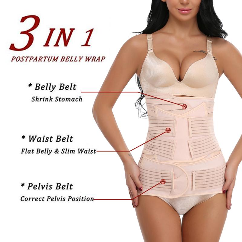 

Women's Shapers Body Shaper Slimming Underwear 3 In 1 Belt For Post Partum Women Belly Recovery Shapewear Waist Cincher, Beige