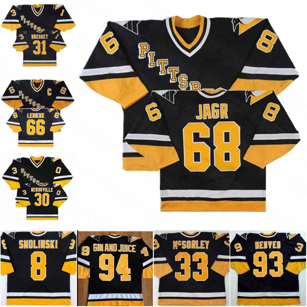 

Vintage 68 Jaromir Jagr Hockey Jersey Mario Lemieux Tom Barrasso McEachern Mullen Stevens Garry Valk Nedved Fitzgerald Murray Mcsorley Murphy GIN AND JUICE, As pic