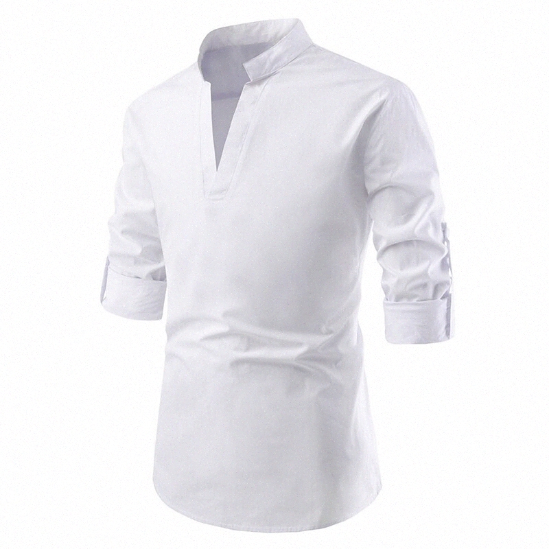 

Men's Shirt Solid Colored V Neck Tops White Black Red r5nU#