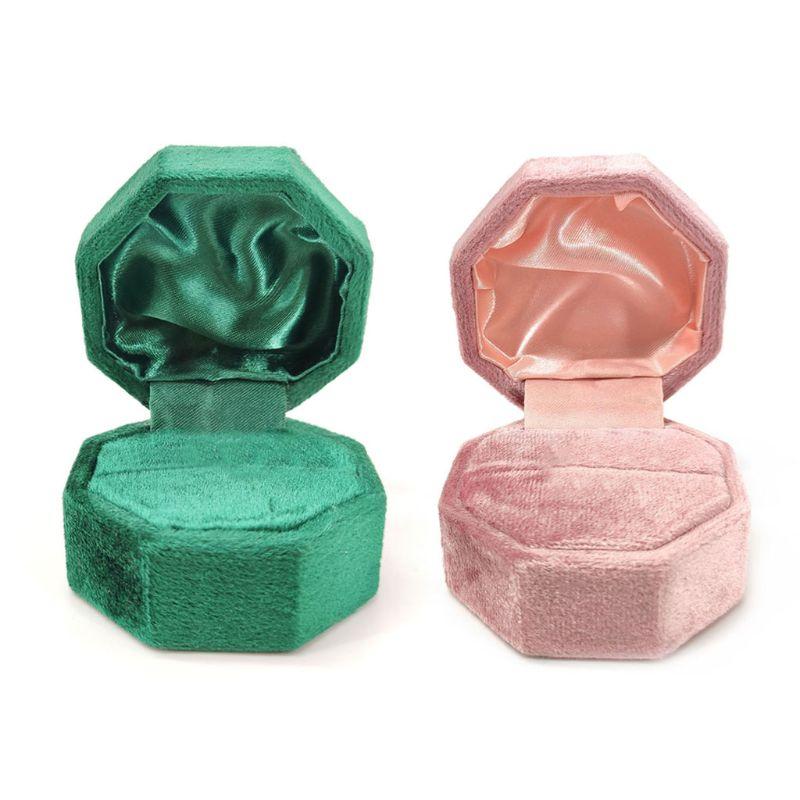 

Jewelry Pouches, Bags Antique Octagon Velvet Ring Box Single Display Holder With Lid For Wedding Ceremony