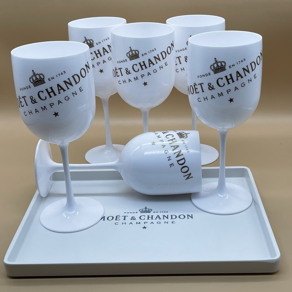 

6pcs x one service tray Acrylic Unbreakable Champagnes Wine Glasses Plastic Wine-Cups Party & Wedding Decoration White Champagne Glass
