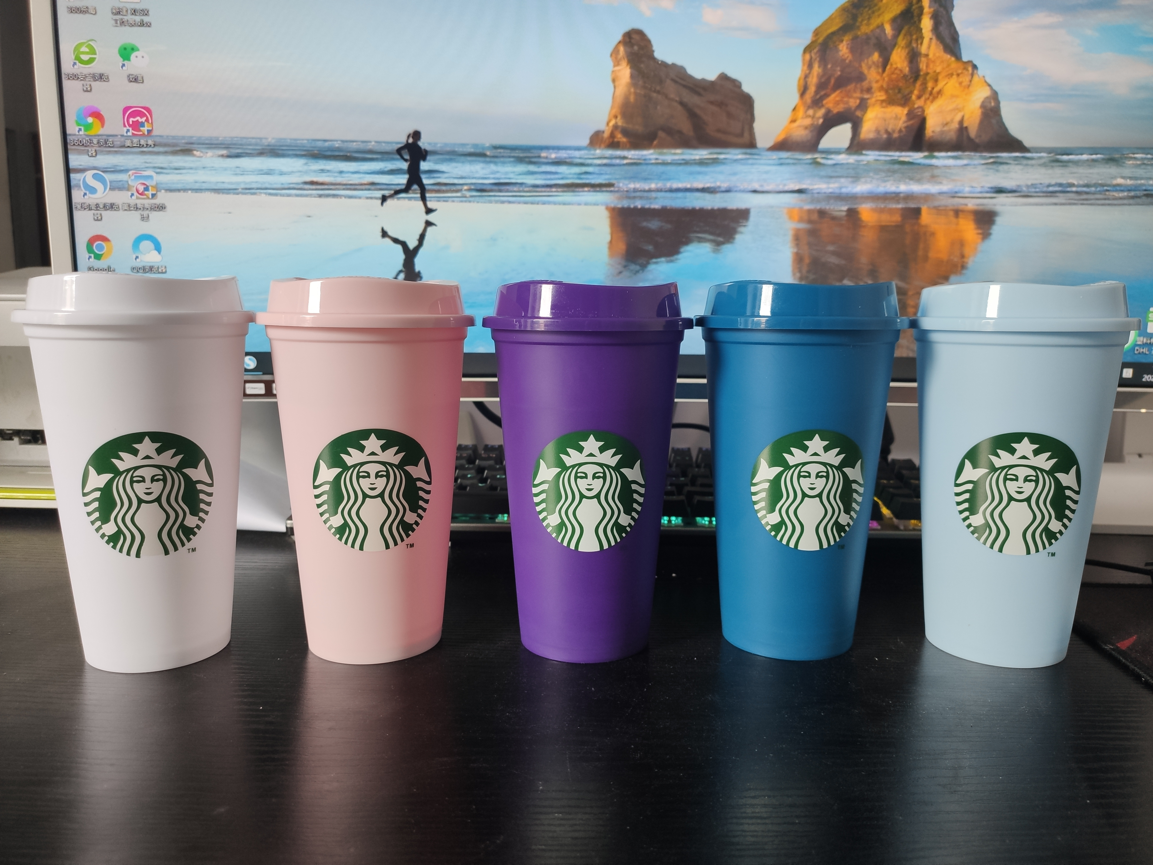 

Starbucks mug 16OZ ColorTumblers Plastic Drinking Juice Cup With Lip Coffee Mugs Costom 50pcs DHL, Multi-color