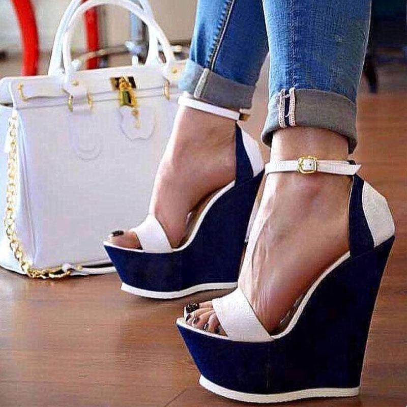 

Dress Shoes Summer Women Wedges Sandals Ladies Platform High Heels Fashion Open Toe Ankle Strap Gladiator Zapatos Mujer, White