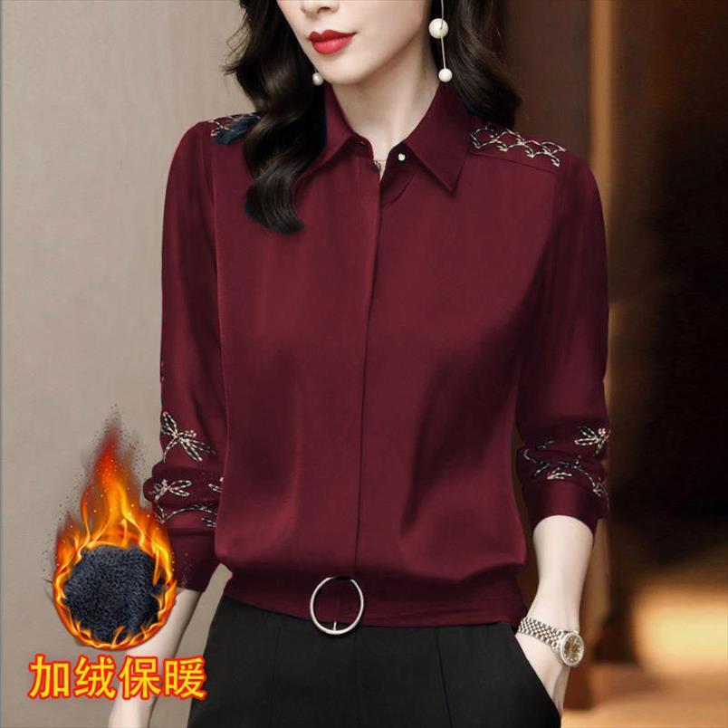 

embroidered autumn long sleeve loose womens blouses blusas ropa de mujer, White