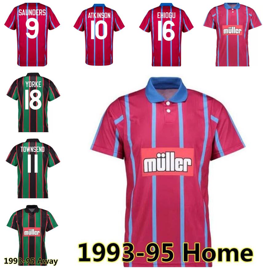 

1993 1995 Villa EHIOGU retro soccer jerseys 93 94 95 Aston McGrath Houghton RICHARDSON SAUNDERS YORKE ATKINSON TOWNSEND BARRETT classic vintage football shirts