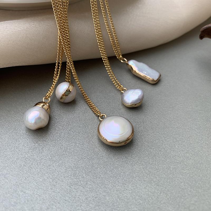 

Pendant Necklaces WTLTC Real Freshwater Pearls For Women Baroque Stylish Link Charms Layered Necklace French Multiple Chokers