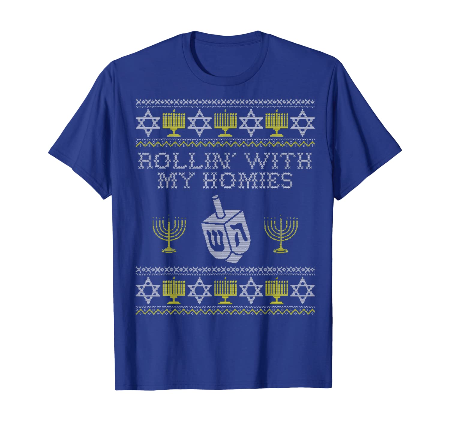 

rollin with my homies tshirt, funny jewish hanukkah dreidel, White;black