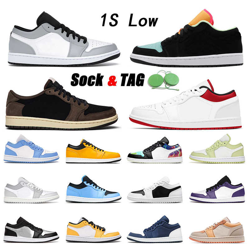

2021 Arrival Basketball Shoes Low 1s Jumpman 1 Air Jorden Light Smoke Grey University Red Black Mocha Aurora Green UNC Galaxy Limelight Mens