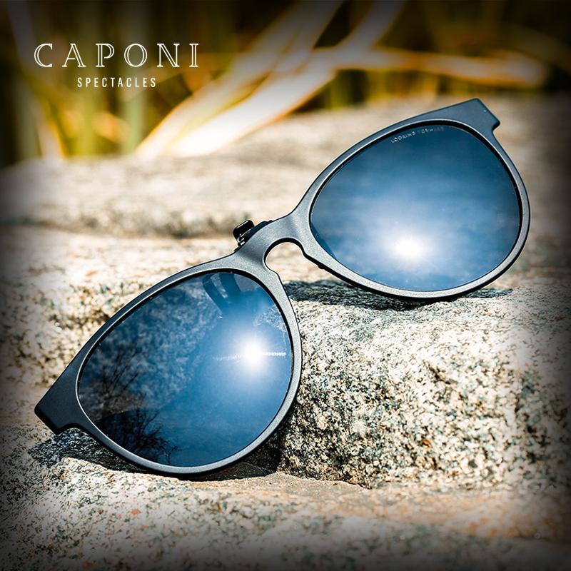

Sunglasses CAPONI Oval Clip On Glasses Frame Could Flip Up Polarized UV Filer For Driving Fishing Put Frames CP4171