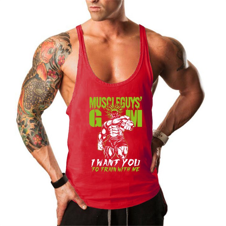 

Brand Gym Mens Back Top Vest Muscle Tees Fashion Sleeveless Stringer Clothing Bodybuilding Singlets Fitness Workout Sport