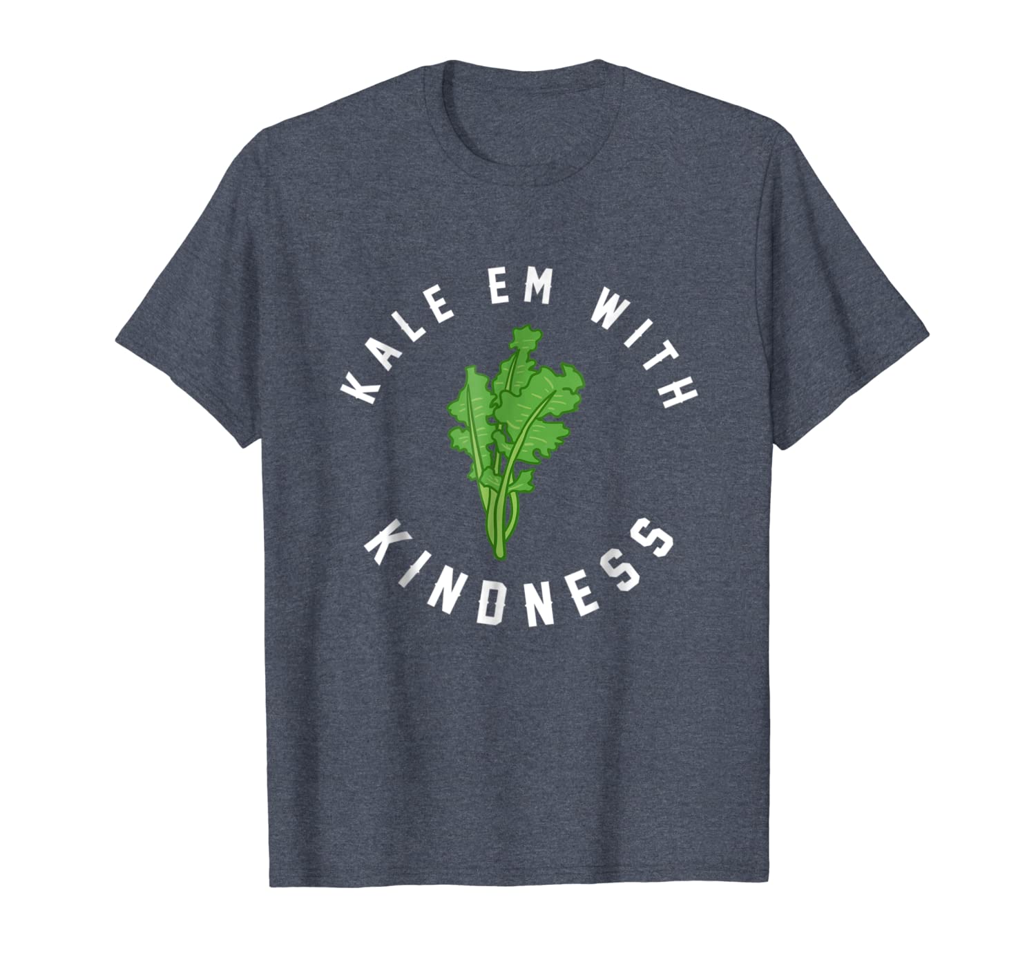 

kale em with kindness funny cool pun green veggies t shirt, White;black