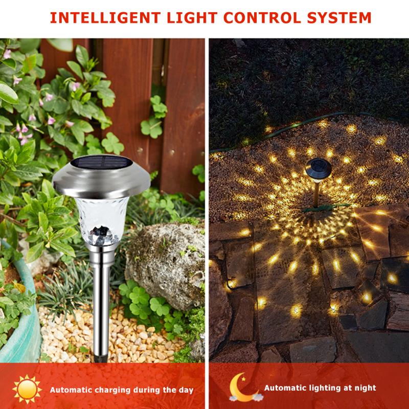

Lawn Lamps Waterproof LED Solar Lights Glass Beam Projection Stake Lamp Garden Decor Small Tube Light Warm White Energy