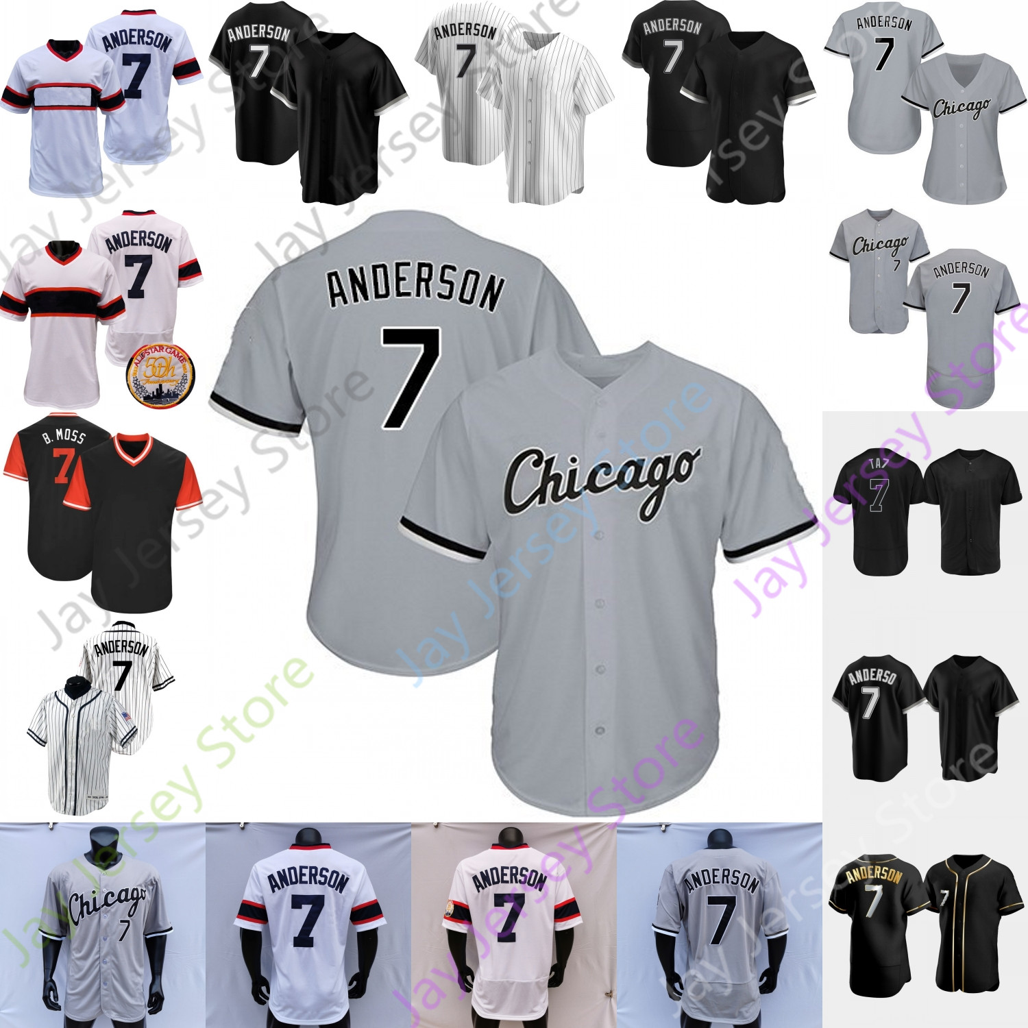 

Tim Anderson Jersey 1990 Turn Back Black Grey White Player Fans Vintage Salute to Service Pullover Pinstripe Size S-3XL, Black player