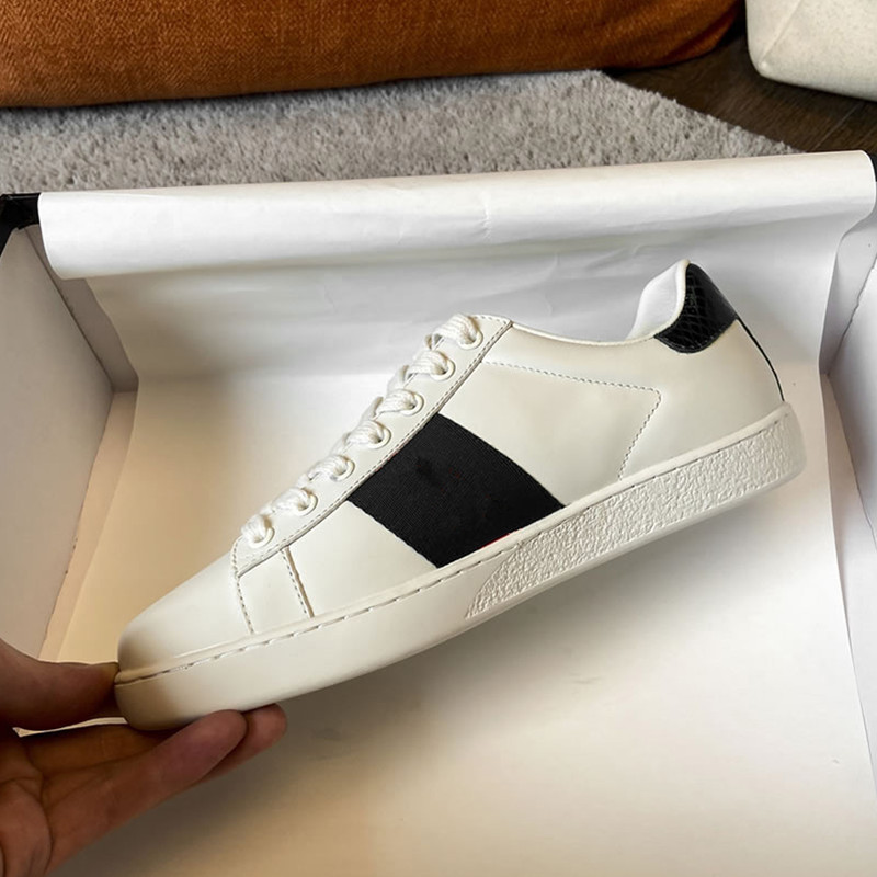 

40% discount Italy bee casual shoes for men women ace top brand designer red bottoms sports leather dropship factory online sale size 47, Black