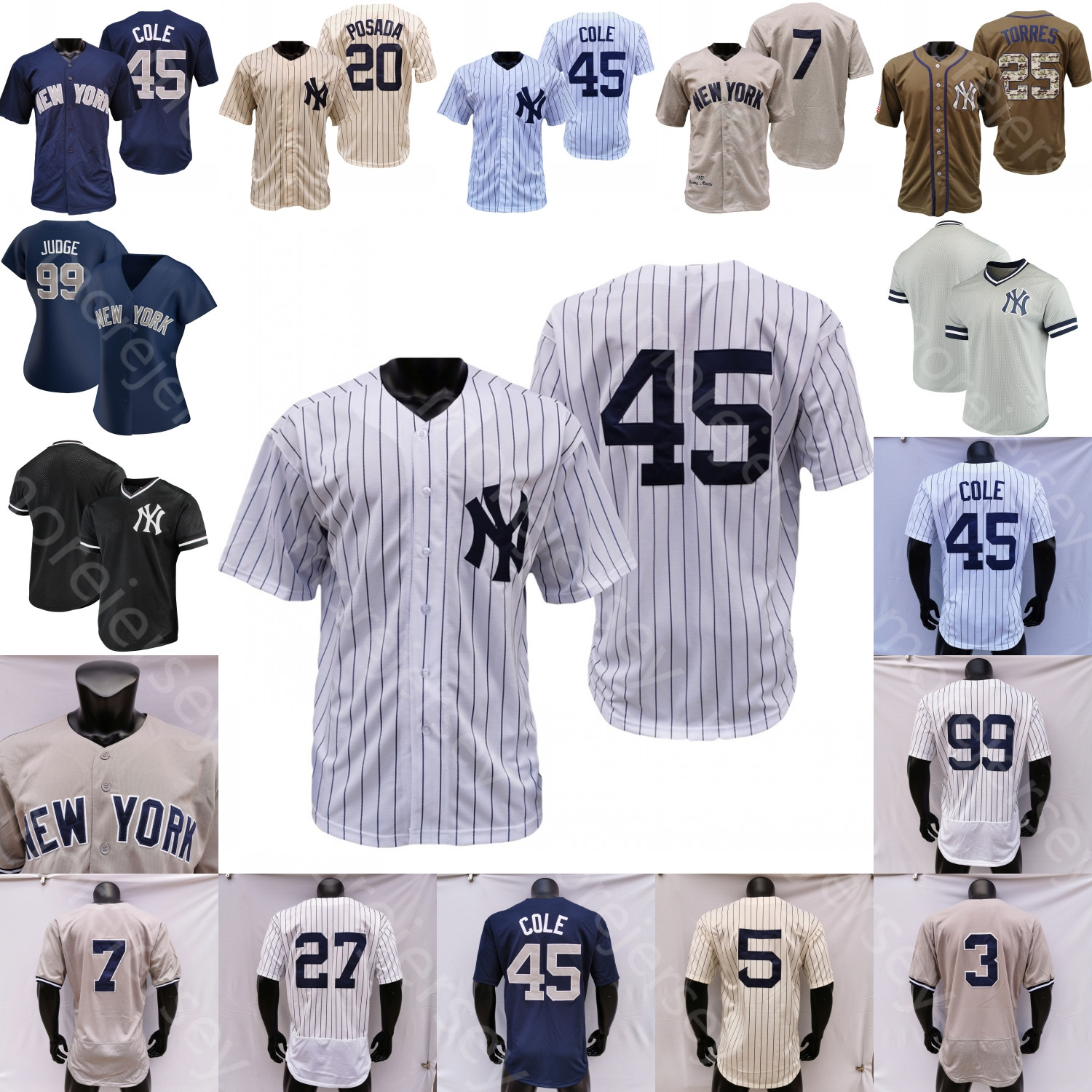 

2021 Jersey Aaron Judge DJ LeMahieu Gerrit Cole Gleyber Torres Gary Sanchez Gio Urshela Stanton Kluber Aroldis Chapman Montgomery German Wade, Fan's pinstripe no name