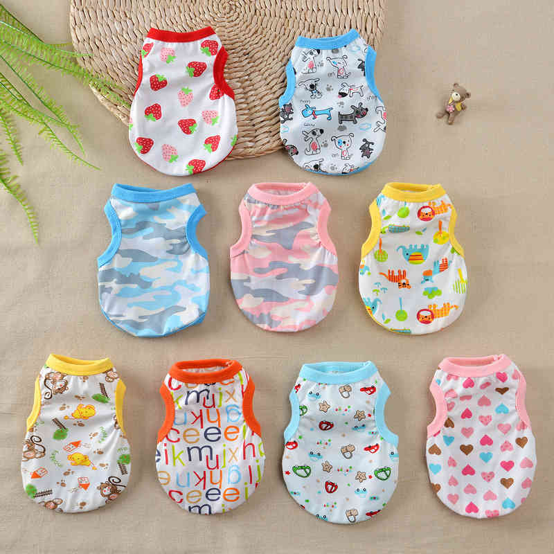 

Spring Floral Pet and Clothes Thin Cat Small Teddy Milk Vest Dog Summer Clothing Bear, Strawberry