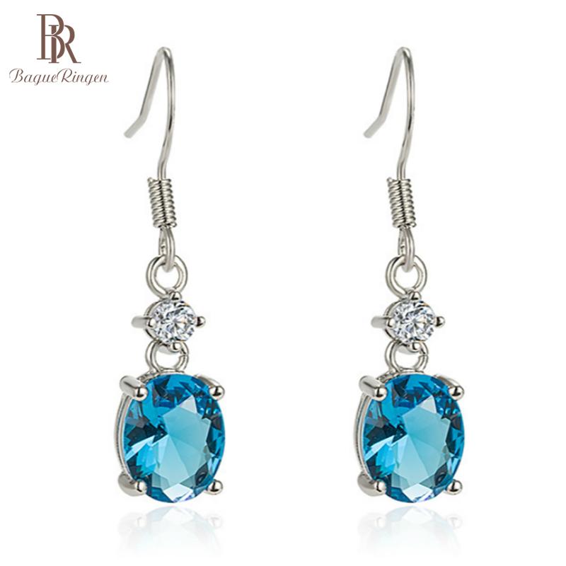 

Dangle & Chandelier Bague Ringen Fashion Silver 925 Jewelry Gemstone Earrings For Women Charms Long Ear Drops Blue Crystal Aquamarine Topaz