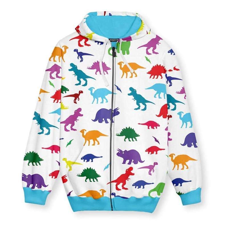

Little dinosaur pattern men s Zip-up Hoodie visual impact party top punk goth round neck high quality American sweater hoodie, Multi