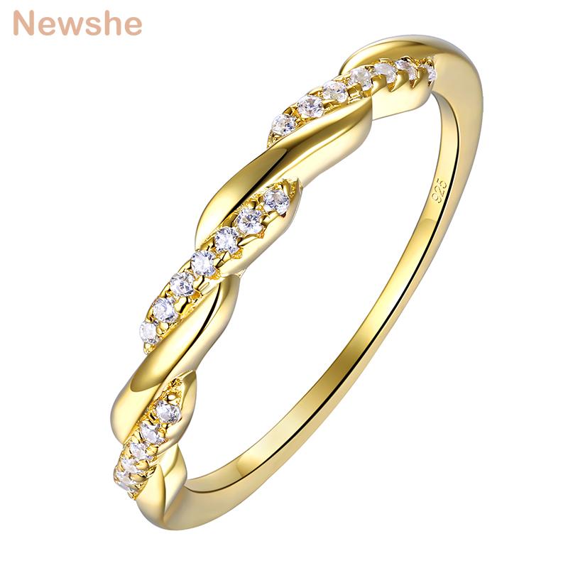 

Cluster Rings She 925 Sterling Silver Yellow Gold Color Eternity Twist Wedding For Women Zircons Finger Ring Jewelry, Golden;silver