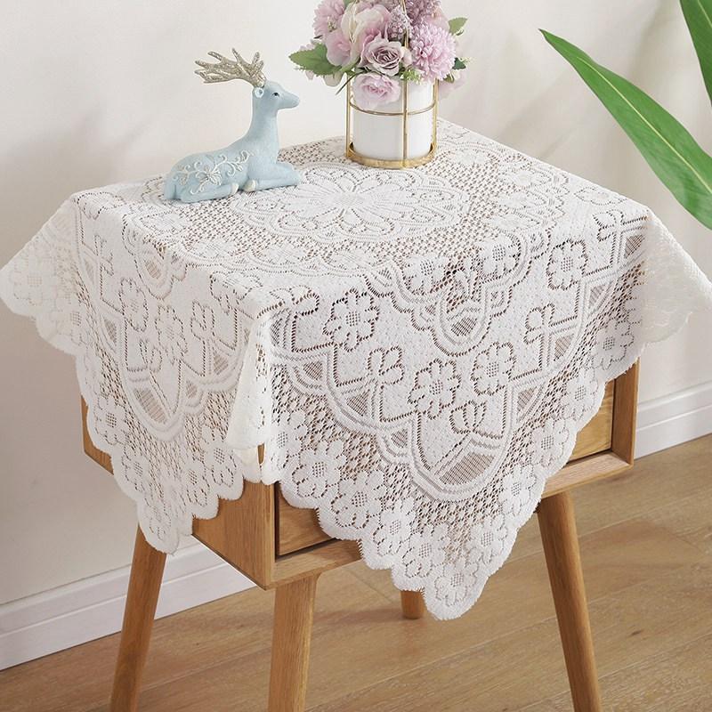 

Table Cloth White Lace Tablecloth Vintage Embroidered Floral Pattern Cover Translucent Wedding Party Garden Decor