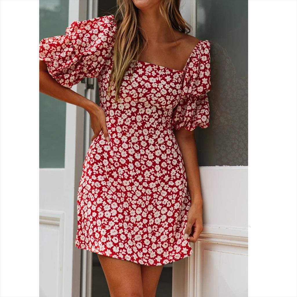 

Summer Sexy Slim Sundress Casual Women Dresses Floral Print Short Sleeve Beach Mini Vestidos, Black;gray