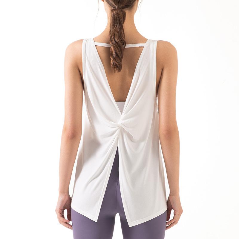 

Women's Tanks & Camis Sleeveless Fitness Vest Women Slim Breathable After Split Female Tank Tops Solid Backless Quick Dry Workout Femme, White