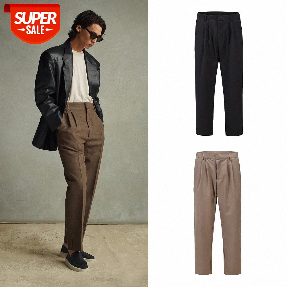

Street FOG main line with loose straight-leg suit trousers wild brand drape waist casual men #xK7G, Black