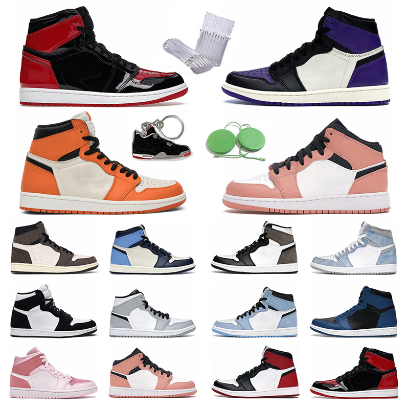 

Jumpman 1 basketball shoes retro 1s Shattered Backboard Patent Bred Court Purple Black Toe mens sport sneakers, Panda