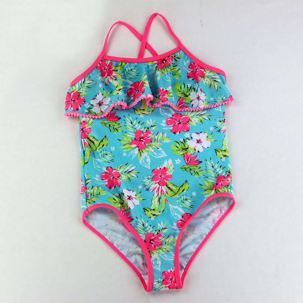 

Children's suit girls' one piece children's lace triangle spring swimsuit, Black