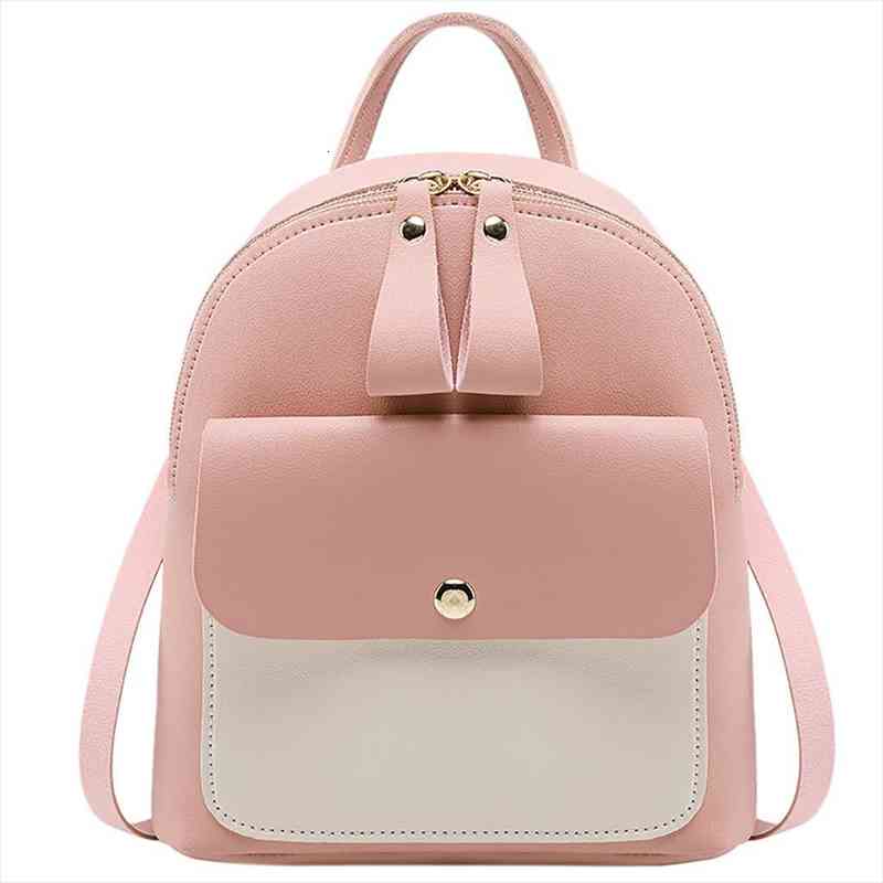 

women backpack pink waterproof female small bags pu leather mochila mini zipper backpacks for teenage mochila feminina