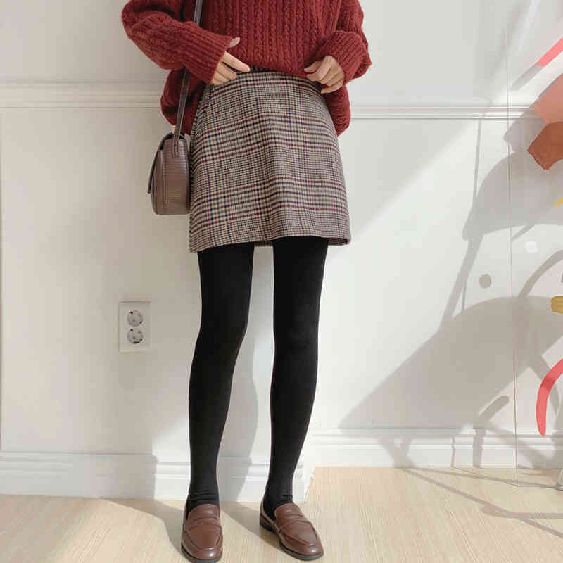 plaid Mini wool Women Vintage Spring Summer Straight Skirt short Office Lady High Waist Girls skirts Femininas Mujer 210417Z