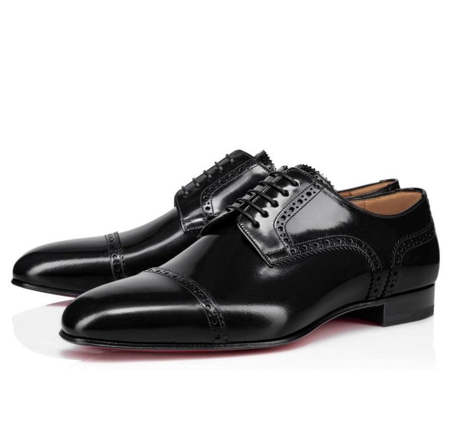 

LOUBOUTIN CHRISTIAN Gentleman Eygeny Oxford Flats Shoes Elegant Men's Red Bottom Sneakers Walking Brown,Black Business Party Dress Man L sIt, Colour 1