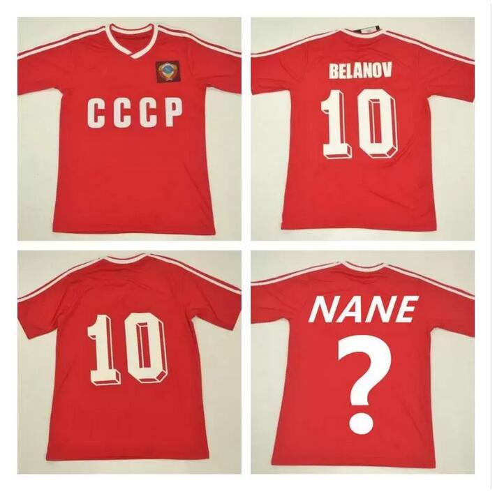 

1986 1987 USSR home red soccer jersey CCCP #10 BELANOV Soviet Union retro 86 87 football shirt Vintage Classic commemorate antique uniform, No name no number