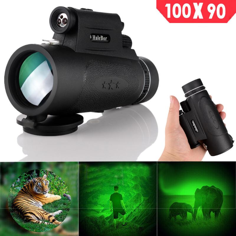

40# Outdoor Day Night Vision 100x90 Optical Monocular Hunting Hiking Telescope Waterproof Singal Focus Telescopes Trekking Poles