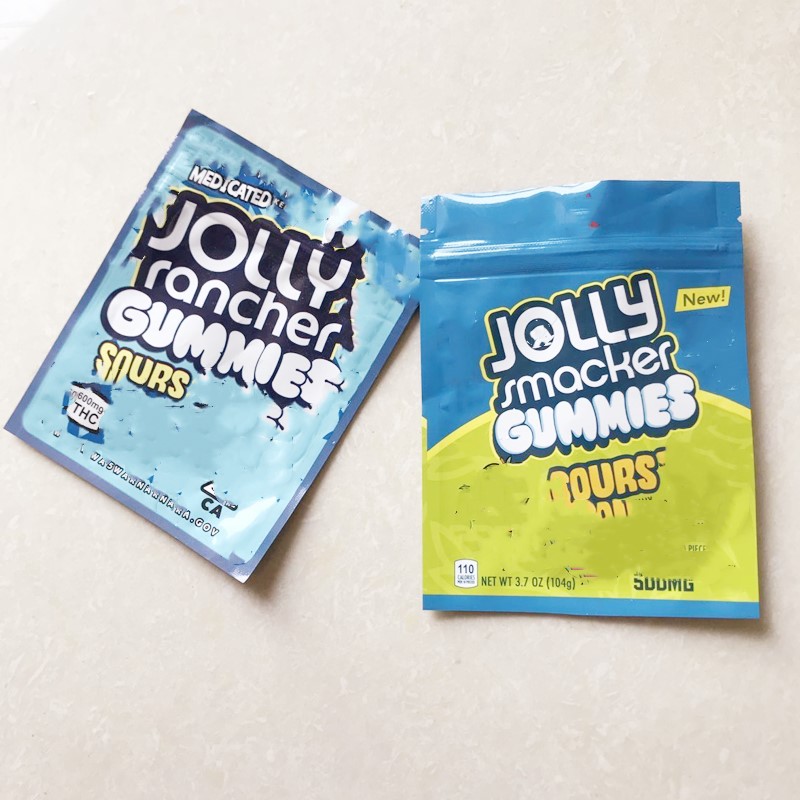 

Smellproof packaging bag jolly rancher sours gummies original sour flavored candy 420 edible package 600mg Trolli trilli gummy edibles smell proof