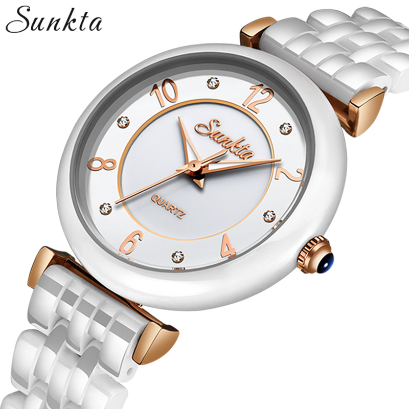 

Relogio Feminino SUNKTA Rose Gold Watch Women Quartz Watches Ladies Top Brand Crystal Luxury Female WristWatch Girl Gift 210517, Rose gold white