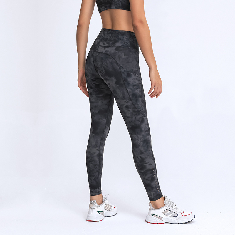 

L-34 shaping Women Girls Yoga Pants With Pocket Running Fitness Tights Leggings Solid Color Lady High Waist Sports Trousers, Black